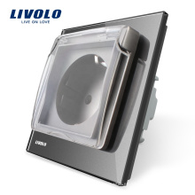 Livolo EU Toma de corriente estándar de pared con la cubierta impermeable VL-C7-C1EUWF-15